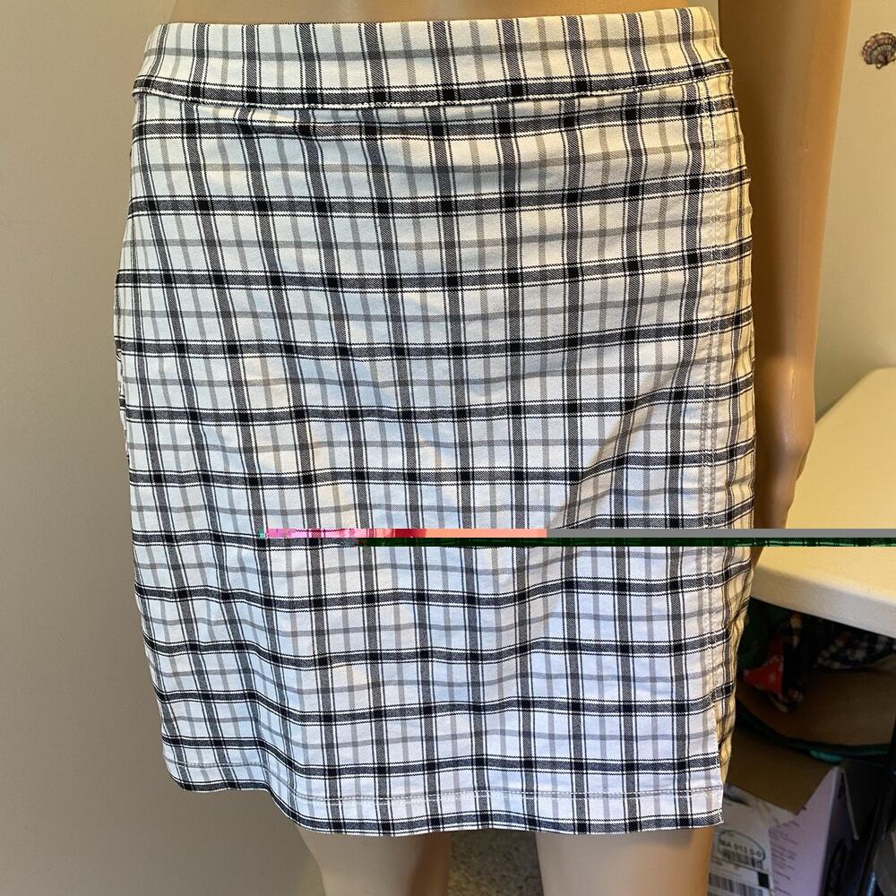 Hollister Women Junior Multicolor Stripe Plaid high Rise Mini Skirt Sz M Stretch - Picture 6 of 7